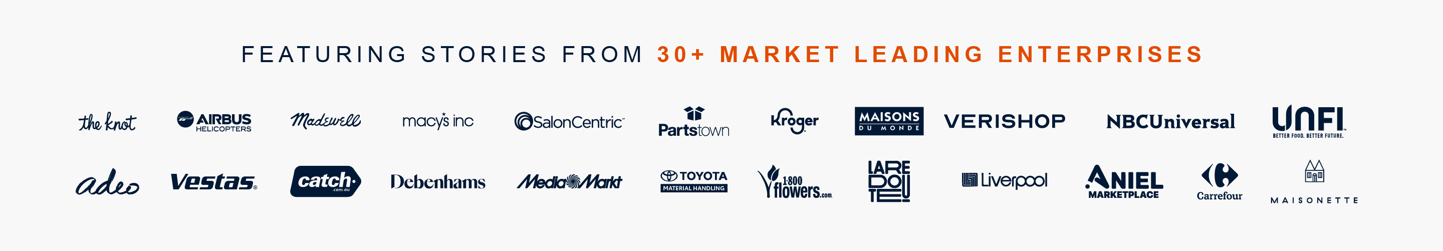 Logos of 30+ market leading enterprises featured in The Online Marketplace Advantage